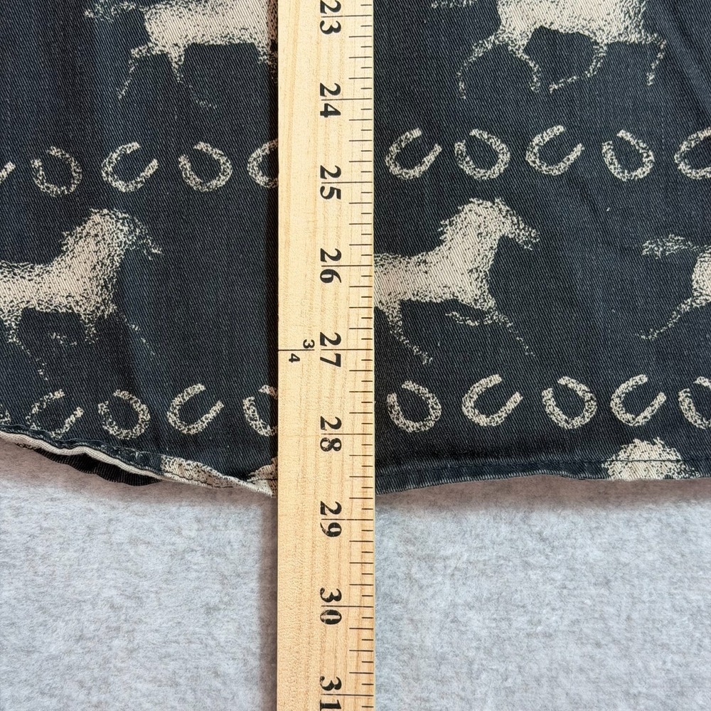 Vintage Coldwater Creek Womens L Black Horse Horseshoe Western Button Up Shirt - Picture 9 of 11